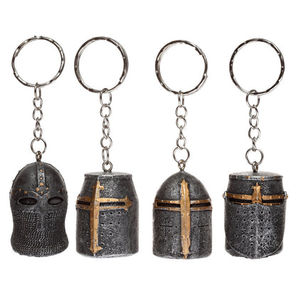 Medieval Knight Helmet Novelty Keyring - Front View