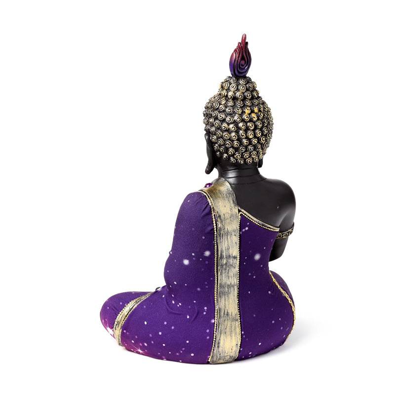Meditation Buddha figurine in purple and black