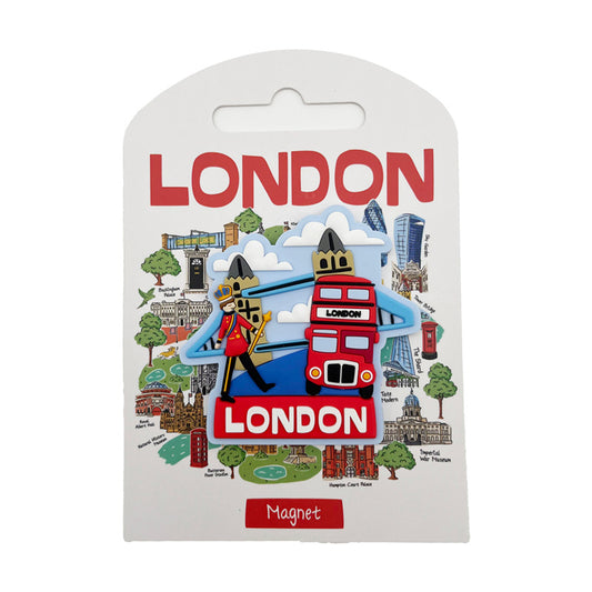 PVC Magnet featuring King, Tower Bridge & Red Bus London Souvenir
