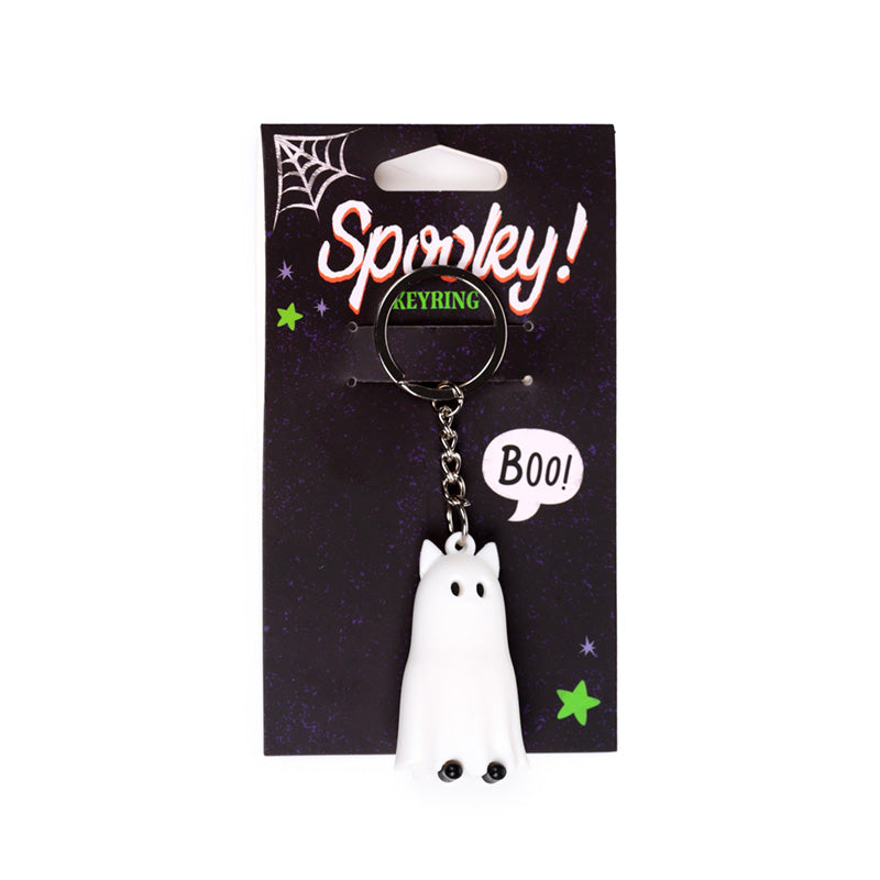 3D PVC Keyring featuring a cute Spooky Ghost design