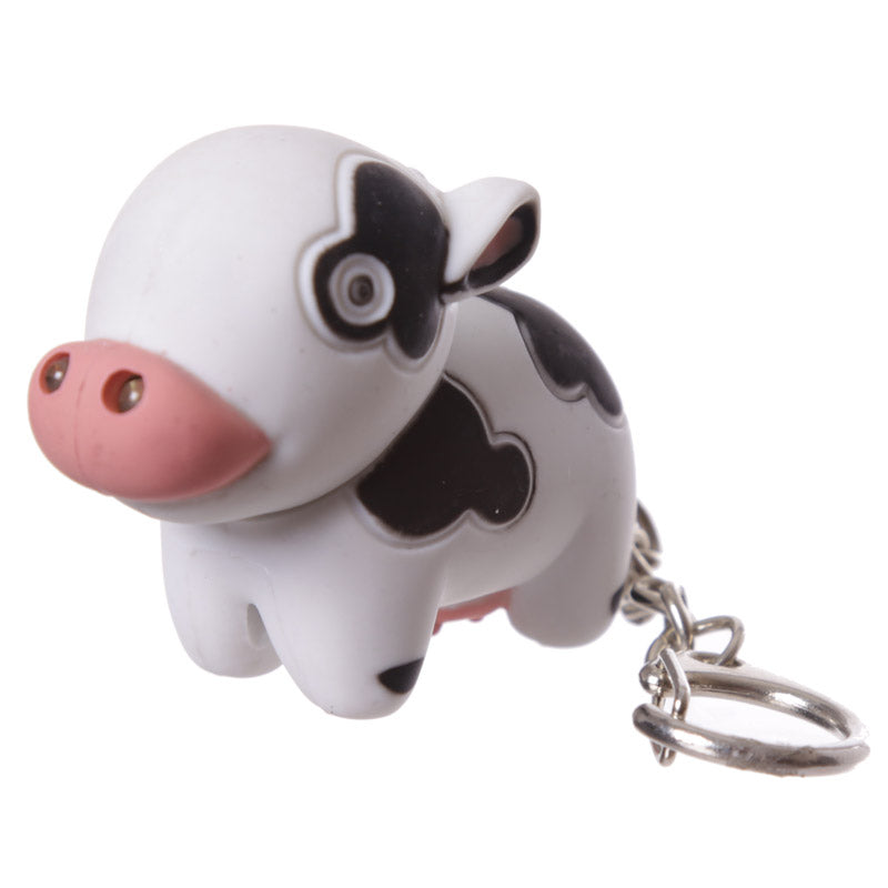 Close-up of Farmyard LED Keyring glowing softly