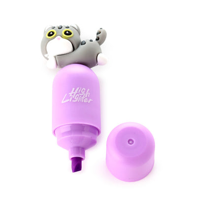 Cute Cat Shaped Lid Topper Highlighter in Purple