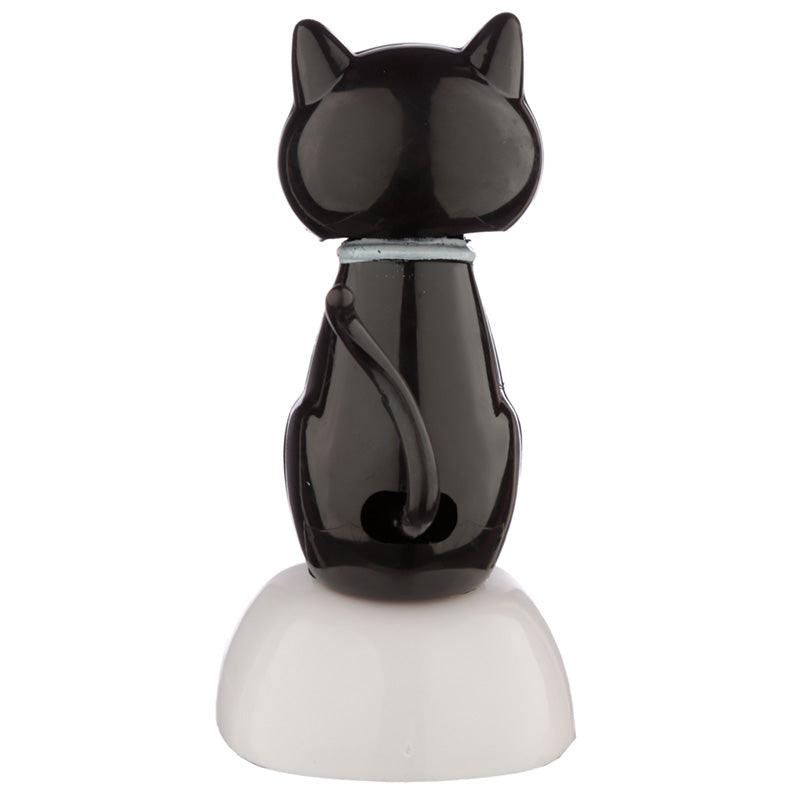 Decorative Lucky Black Cat ornament with metal accents