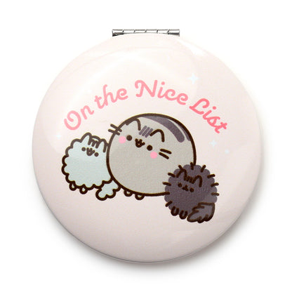 Pusheen the Cat Christmas Compact Mirror with holiday decorations