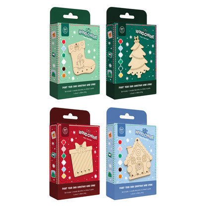 DIY Wooden Wind Chime Kit with Paints and Brush