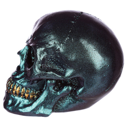 Gothic Iridescent Skull Ornament with iridescent finish