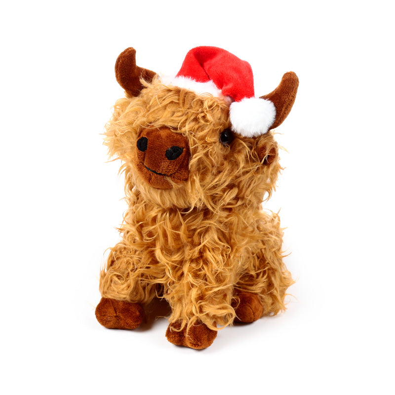 Christmas Highland Coo Plush Door Stop - Close Up
