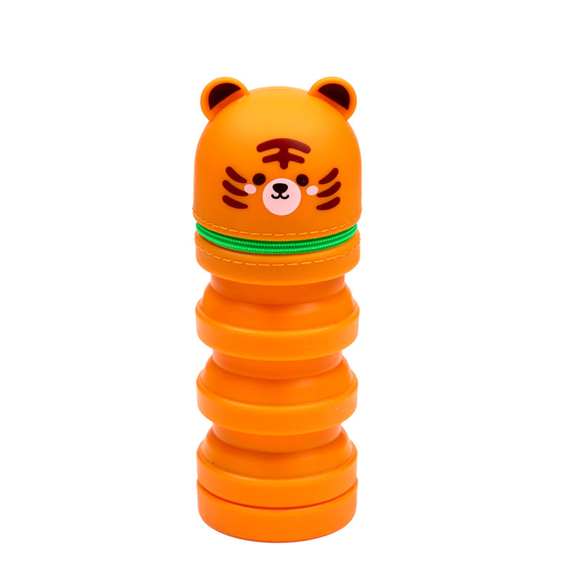 Adoramals Tiger Silicone Pencil Case on a desk