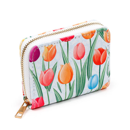 Close-up of Tulip Design on Zip Around Wallet