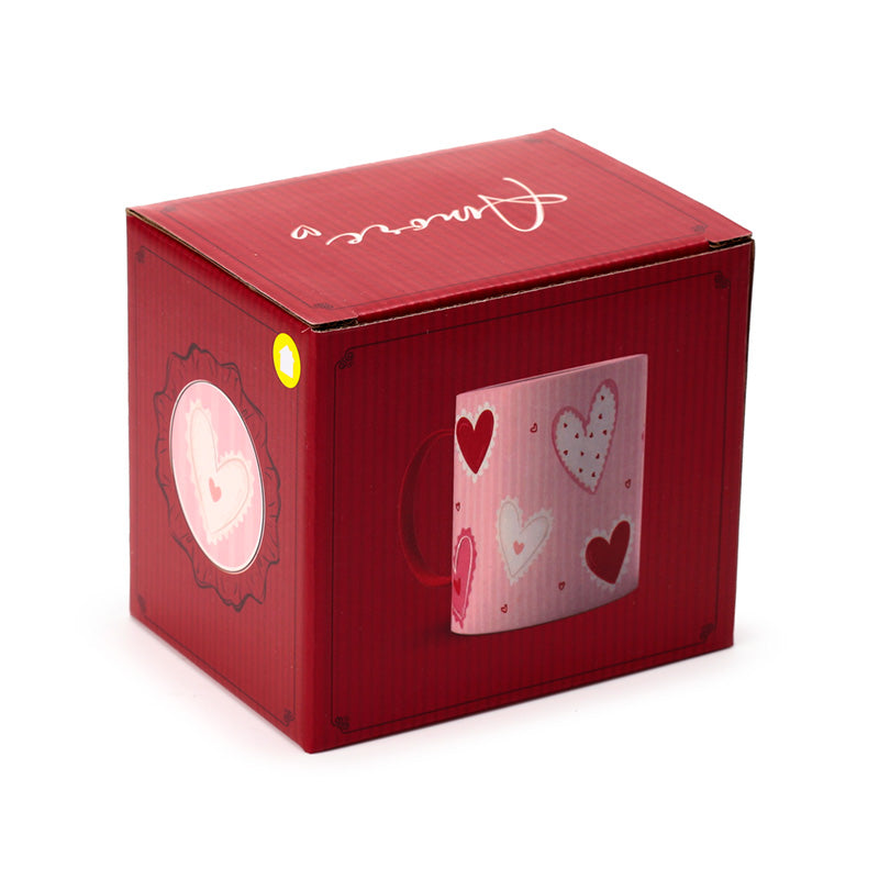 Amore Hearts porcelain mug with coffee