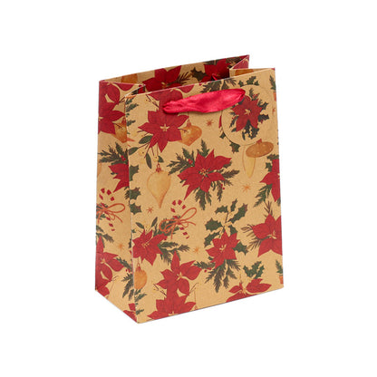Medium Christmas Gift Bag with Botanical Design