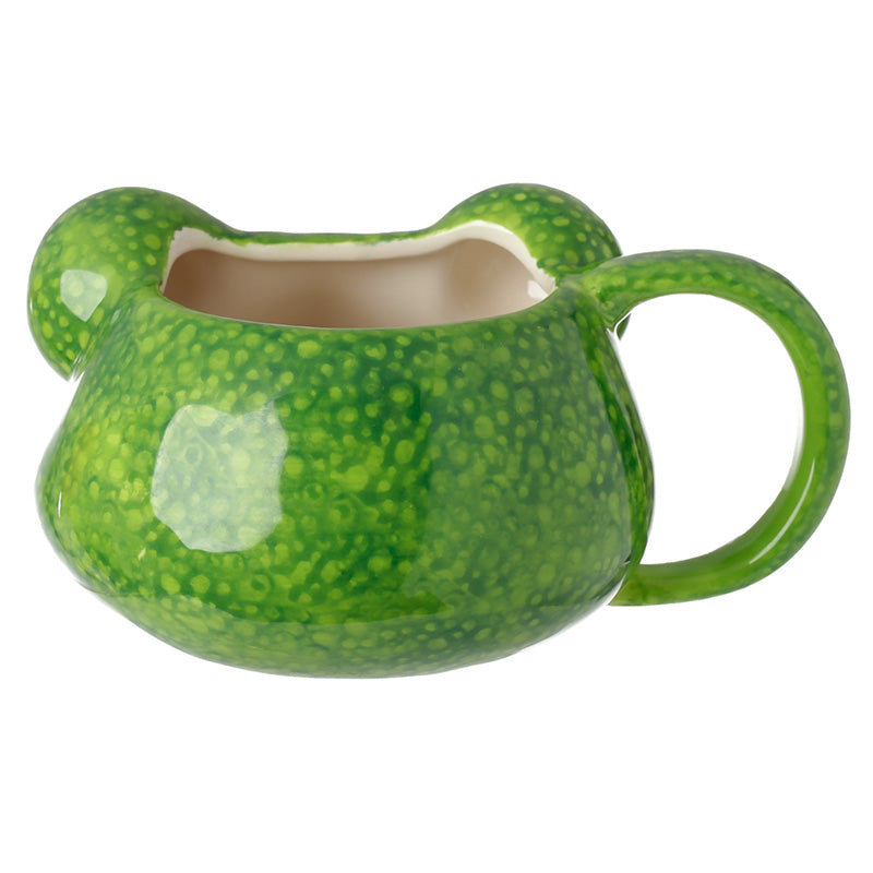 Tree Frog Mug displayed with a hot beverage