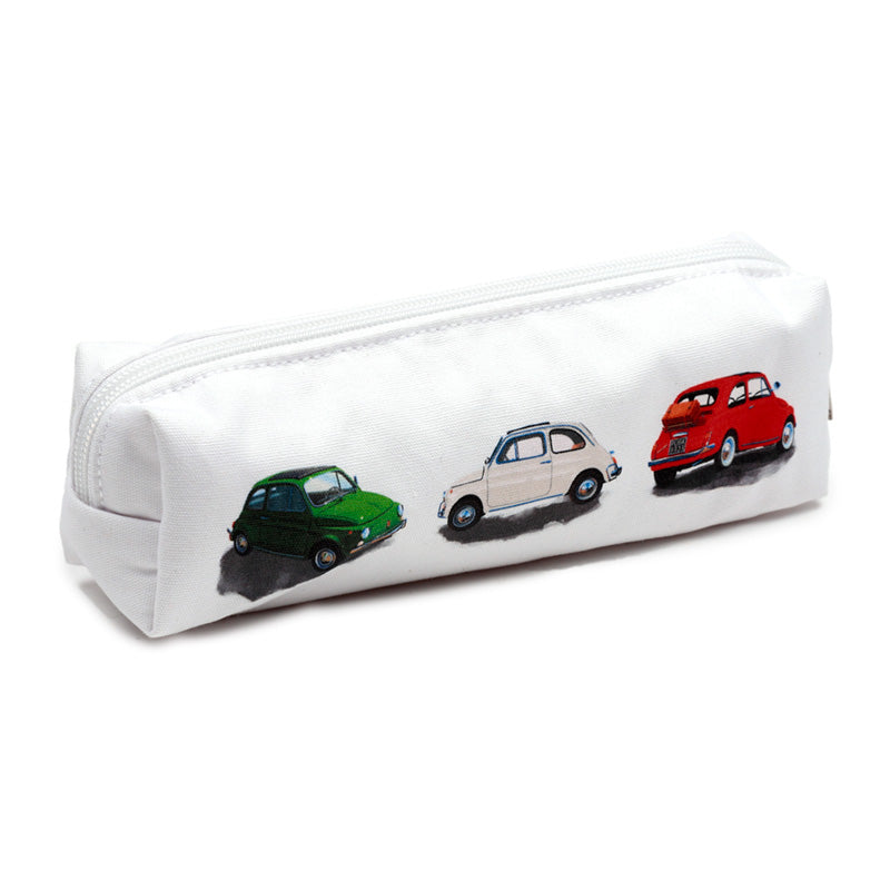 Fiat 500 Canvas Pencil Case - Open with Supplies