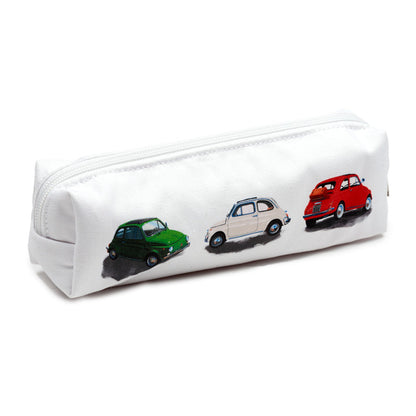Fiat 500 Canvas Pencil Case - Open with Supplies