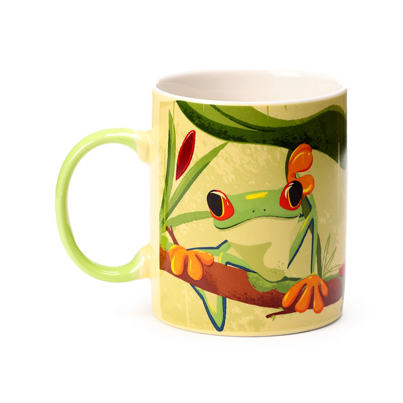 Dishwasher Safe Tropical Frogs Porcelain Mug