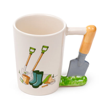 Garden Trowel Shaped Handle Ceramic Mug - Top View