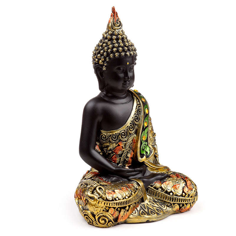 Decorative Black & Orange Buddha for mindfulness and reflection