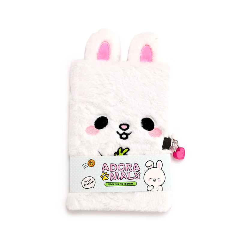 Plush A5 Notebook with Padlock - Adoramals Frances the Rabbit cover