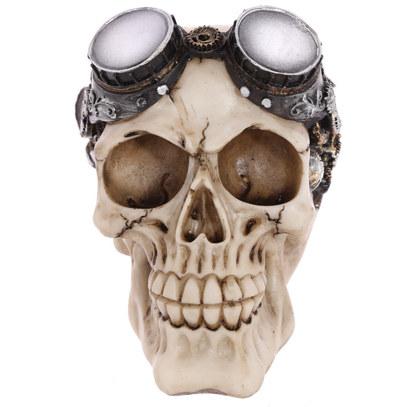 Gothic Skull Decoration with Steampunk Goggles