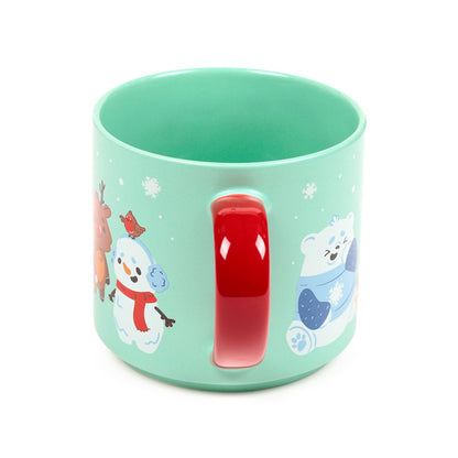 Large Porcelain Mug - Christmas Jingle Bunch with hot chocolate