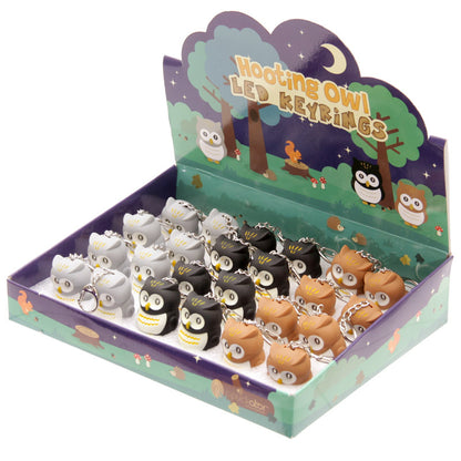 LED Light & Sound Keyring - Hooting Owl in hand