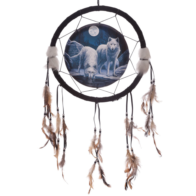 Medium Dreamcatcher featuring Lisa Parker Winter Warriors Wolf