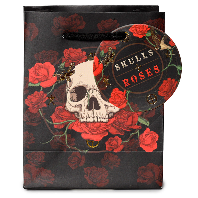 Skulls & Roses Small Gift Bag displayed with gifts