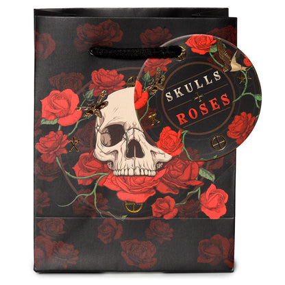 Skulls & Roses Small Gift Bag displayed with gifts