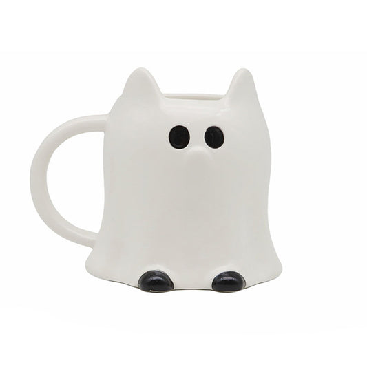 Spooky Cat Ghost Novelty Shaped Ceramic Mug