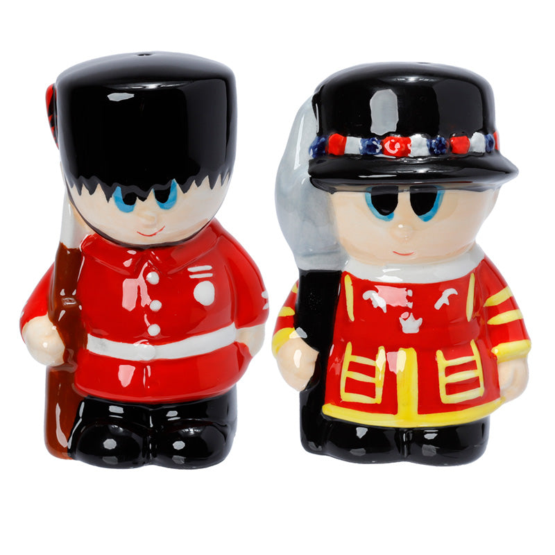 Ceramic Salt & Pepper Set featuring London Guardsman and Beefeater