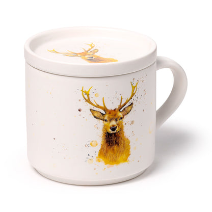 Jan Pashley Stag Porcelain Mug and Coaster Lid Set