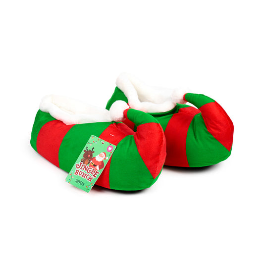 Jingle Bunch Christmas Elf Plush Slippers - festive design