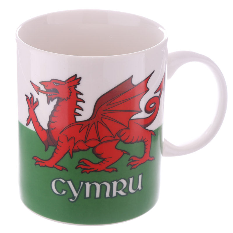 Welsh Dragon Porcelain Mug - Side View