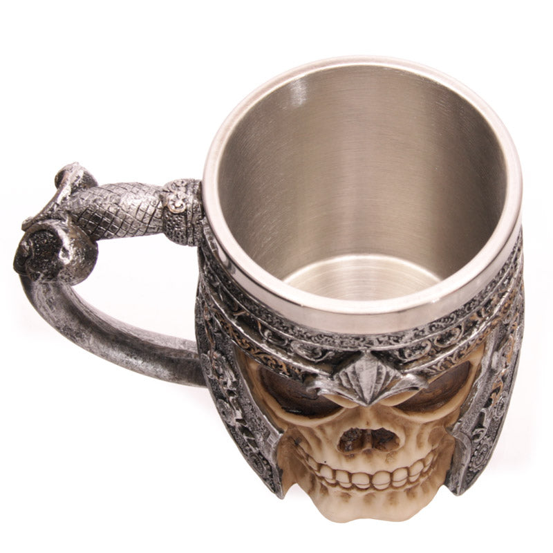 Decorative Skull Warrior Tankard with stainless steel interior