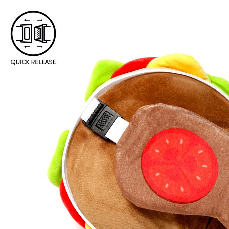 Fun burger shaped travel pillow