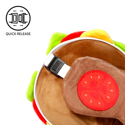 Fun burger shaped travel pillow