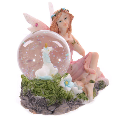 Fairy waterball ornament with flowers and glitter