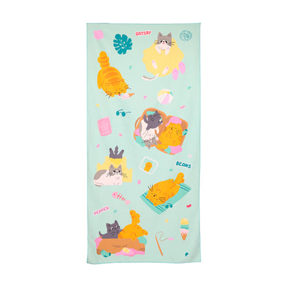 Microfibre Beach Towel featuring Beans & Co Cats design