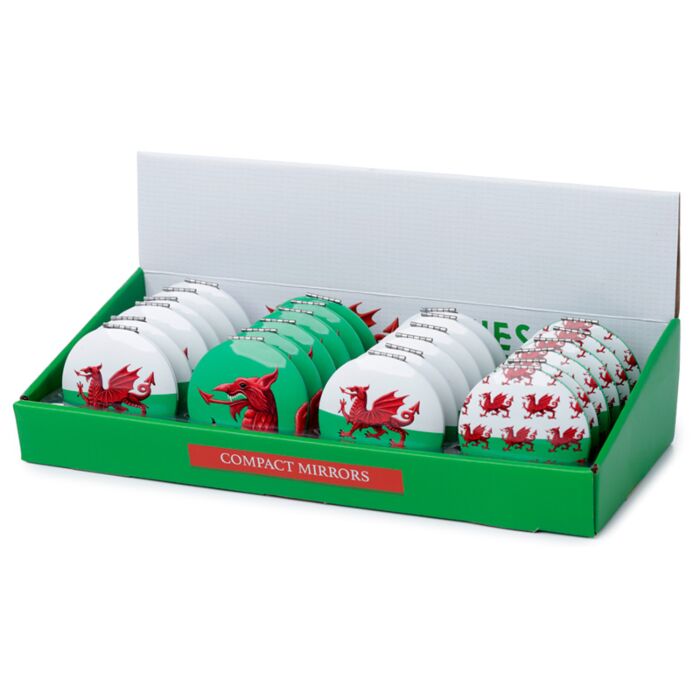 Close-up of Welsh Dragon Design on Compact Mirror