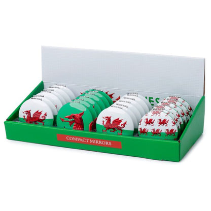 Close-up of Welsh Dragon Design on Compact Mirror