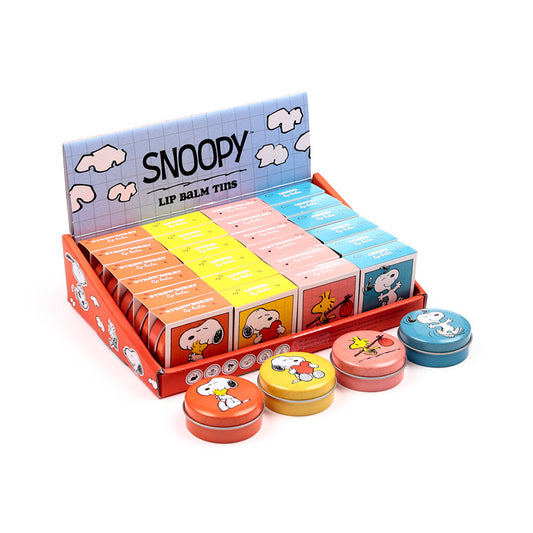 Peanuts Snoopy and Woodstock Lip Balm in a decorative tin