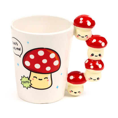 Adorable mushroom mug with unique handle