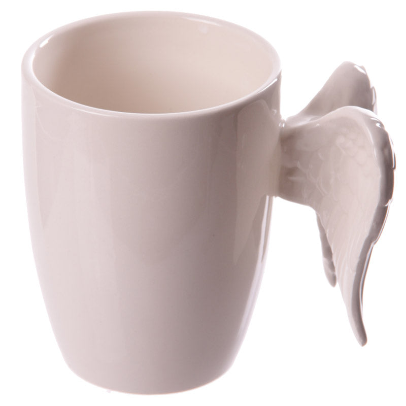 Ceramic Mug with Unique Shaped Handle - Angel Wings