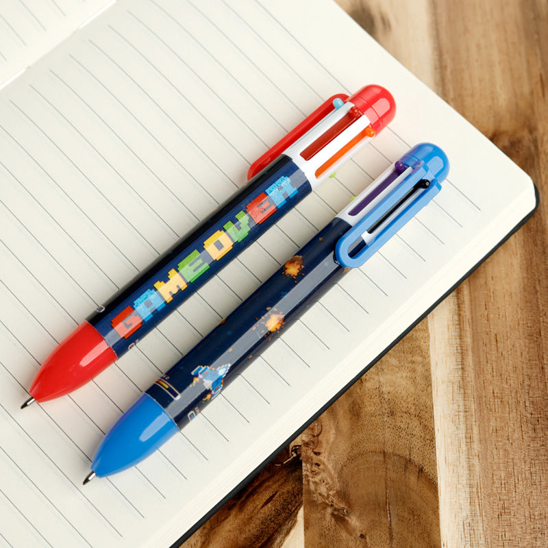 Close-up of Game Over Multi Colour Pen with six colours