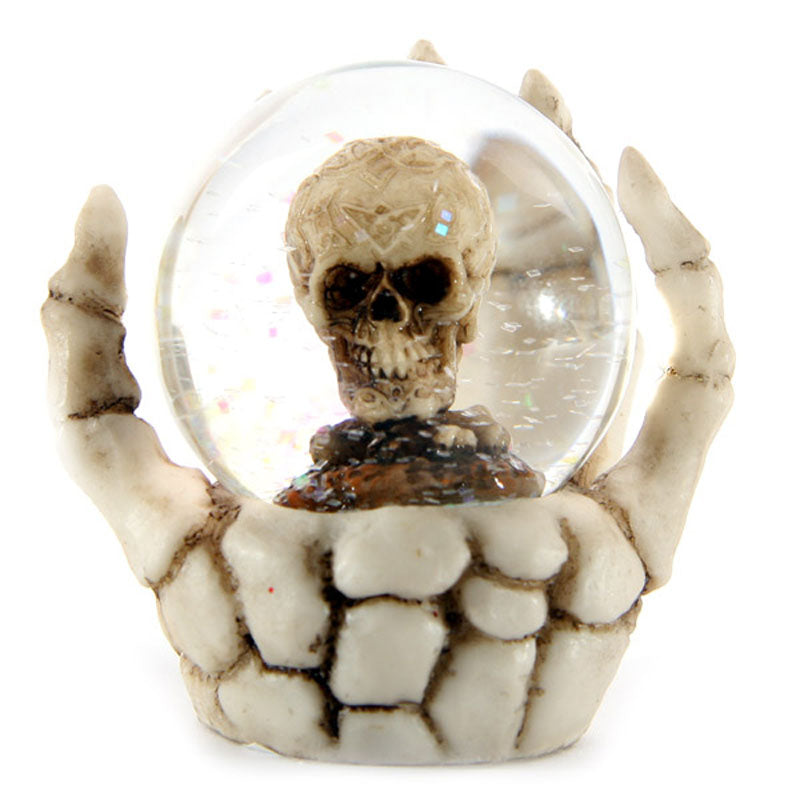 Enchanting Fantasy Skeleton Hand and Skull Snow Globe