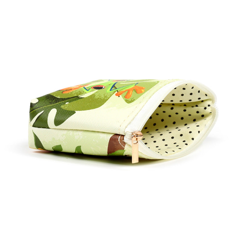 Tropical Frogs PVC Purse with colourful background