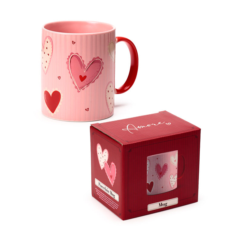 Romantic Amore Hearts porcelain mug