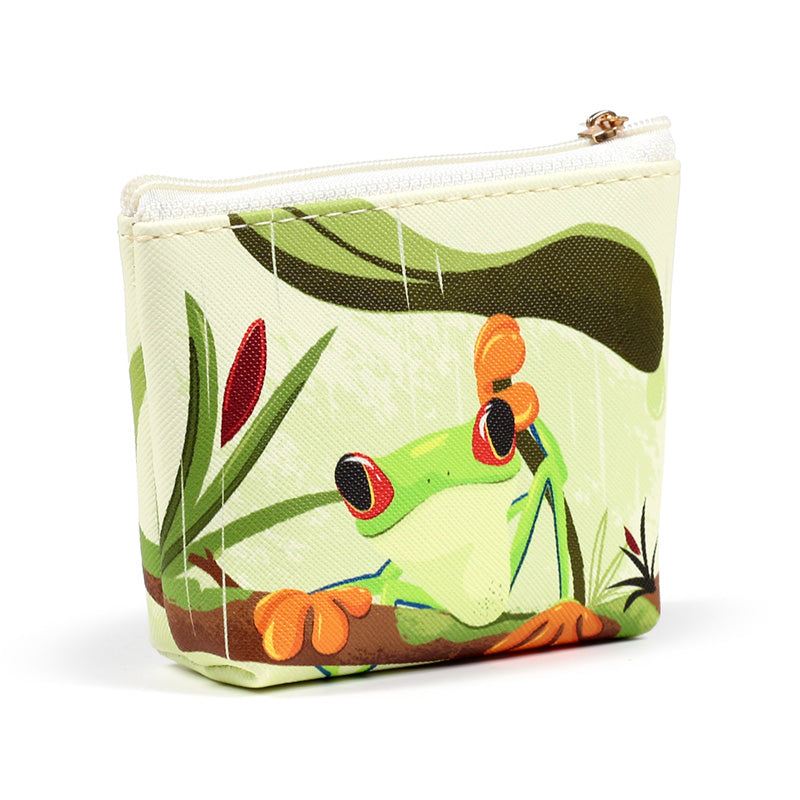 Close-up of Tropical Frogs PVC Purse design