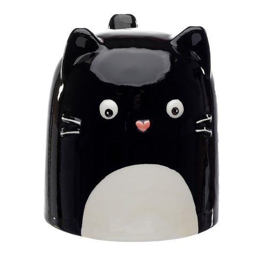 Novelty Upside Down Ceramic Mug - Feline Farm Cat Front View
