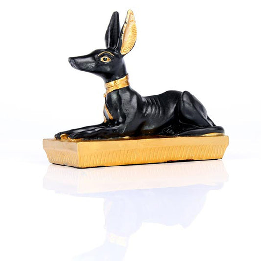 Gold and Black Egyptian Anubis Jackal Figurine - Front View